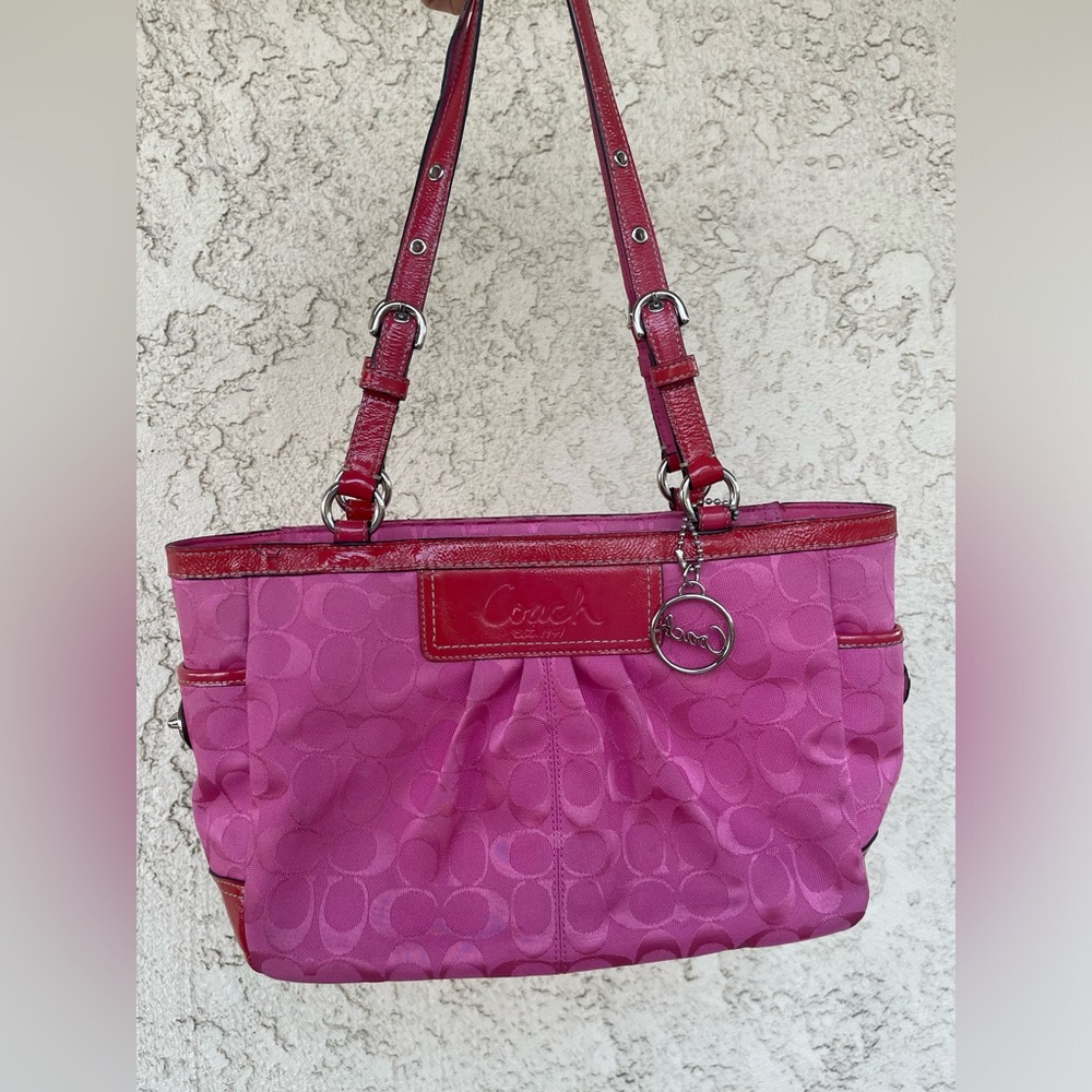 Coach Fuchsia Signature Shoulder Bag - Picture 3 of 16